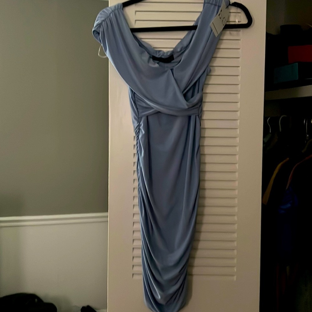 Off the Shoulder Sky Blue Dress